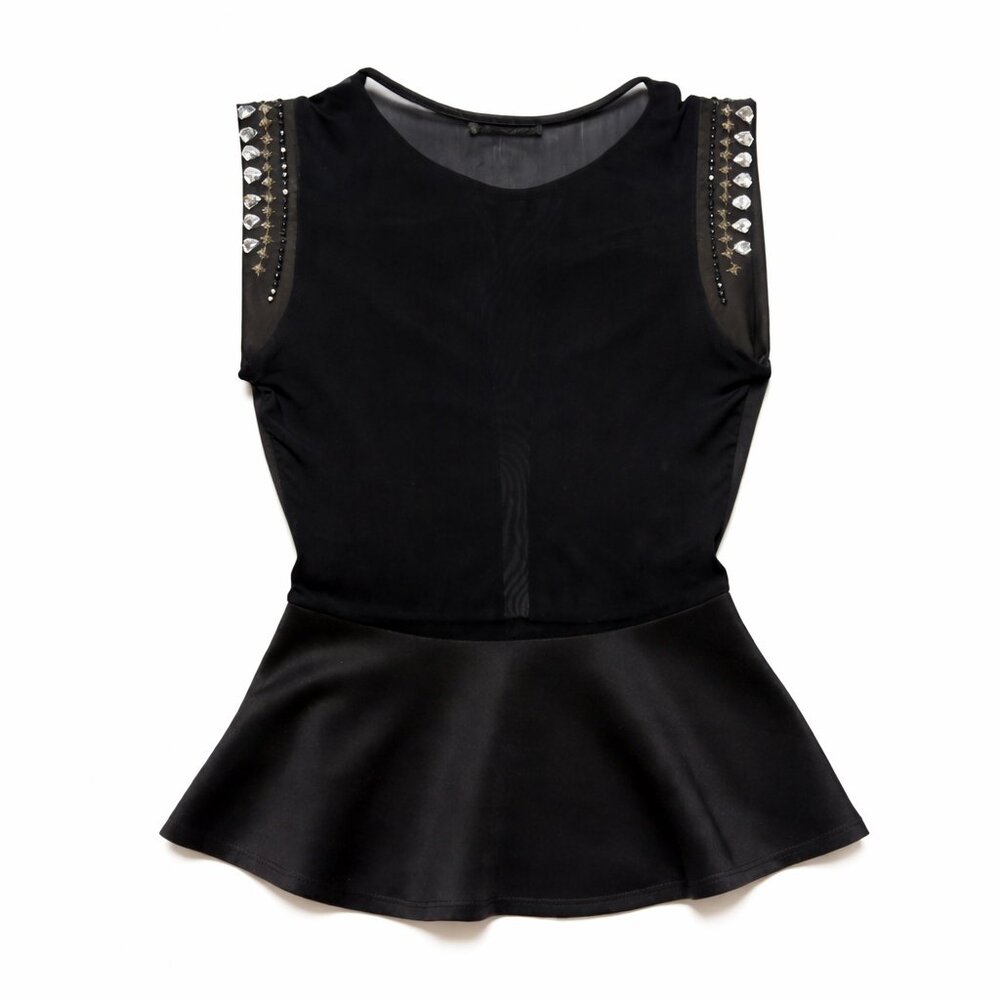 Arden B Beaded Top Medium Y2K Going Out Sleeveless Sheer Back Glam - Picture 3 of 6